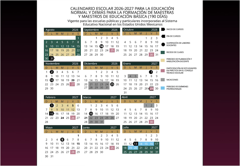 CALENDARIO EDUCACIÓN NORMAL Y UPN 2025-2026